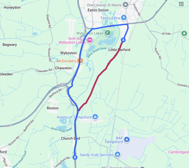 National Highways Barford Road diversion map - Black Cat Roundabout works
