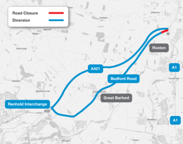 Bedford Road Diversion Map Sep 25