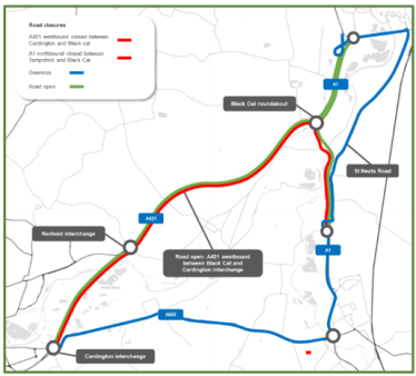 Image of the diversion route during road closures