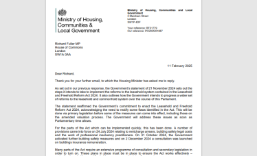 Image of Housing department reply to Richard on Freehold and Leasehold Reform