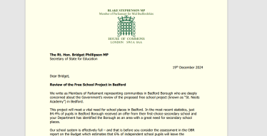 Image of letter to Bridget Phillipson