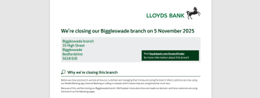 Image of the Lloyds Closure notice