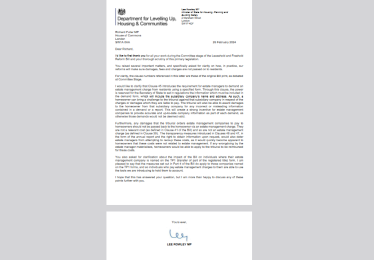 Image of Minister Rowley Letter to Richard Fuller