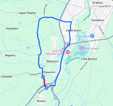 Roxton Road Closure Diversion Map