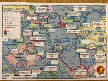 SolarQ map of constituencies where more than 1% of their entire land area would be covered by glass