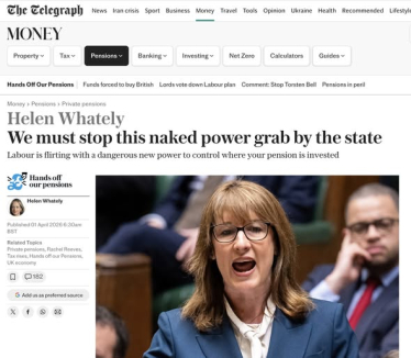 Image of The Telegraph article 1 April 2026