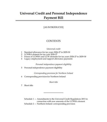 Image of the Universal Credit and Personal Independence Payments Bill