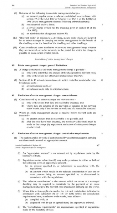 extract from Leasehold and Freehold Reform Bill to Parliament